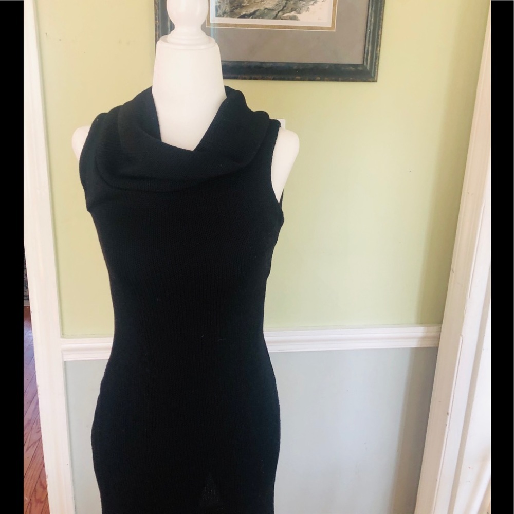 Black Knit Dress- Sleeveless. Cowl-Necked